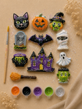 Halloween Glitter Paint Your Own Plaster Kit | 12-Piece Kids Craft Set