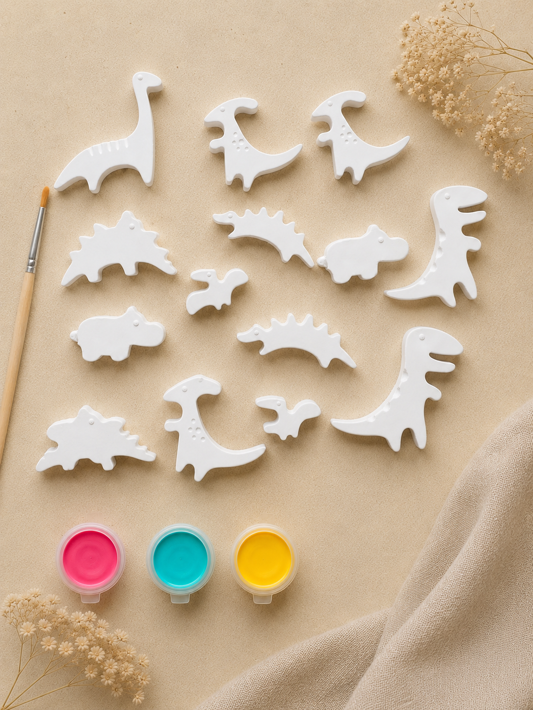 Personalized Dinosaur Birthday Party Favor Paint Kit | 12-Piece Set